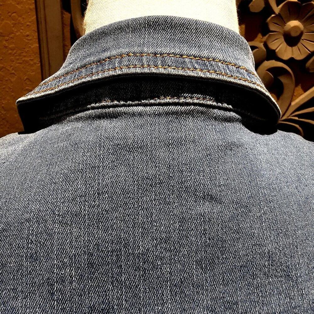 1990's Vintage Vibe Denim Button Down Double Pocket Trucker Blue Dress Size 14 - Picture 12 of 15